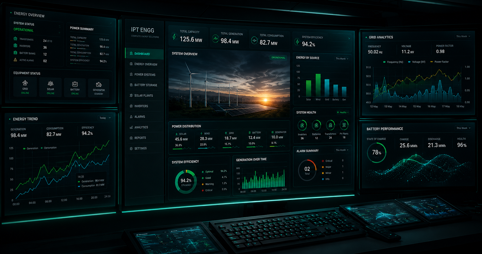 IPT ENGG EMS — multi-screen energy operations control room